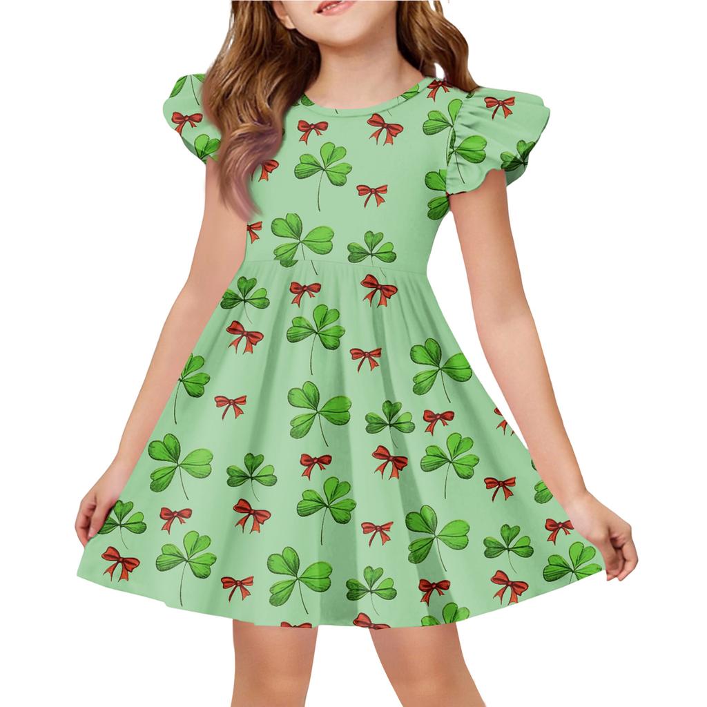 Girls' Summer Princess Dress - A-Line T-Shirt Dress St. Patrick's Day