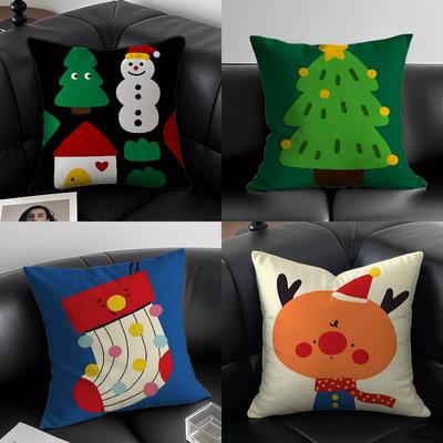 Christmas Illustration Elements Pillow Cover, Sofa and Chair Cushion Cover, Room Home Decoration