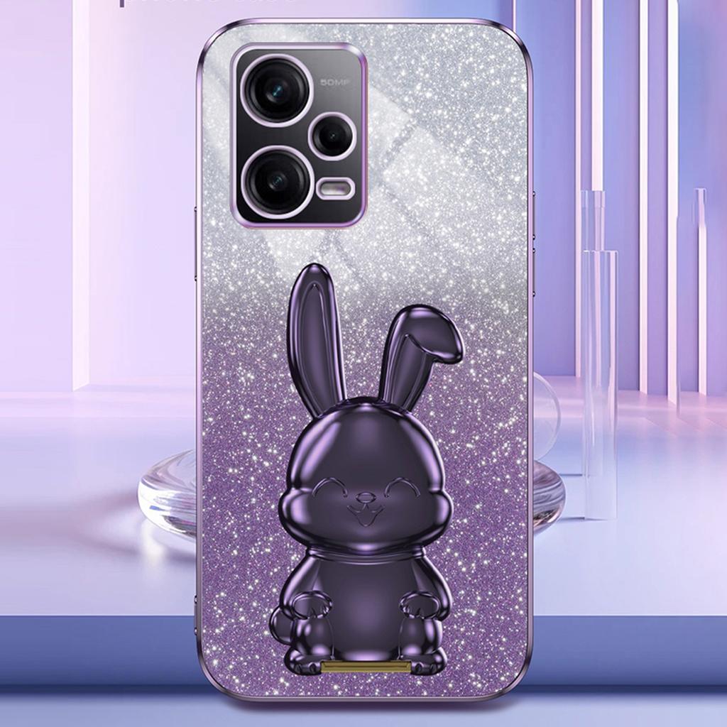 For Xiaomi Redmi Note 12 Pro 5G PC+TPU Electroplating Cellphone Case Support Kickstand Cover