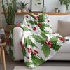 TU Festive Holly Berry Throw Blanket Cozy Christmas Decor Holiday Home Accent Warm Soft Plush Bedspread Couch Cover Gift