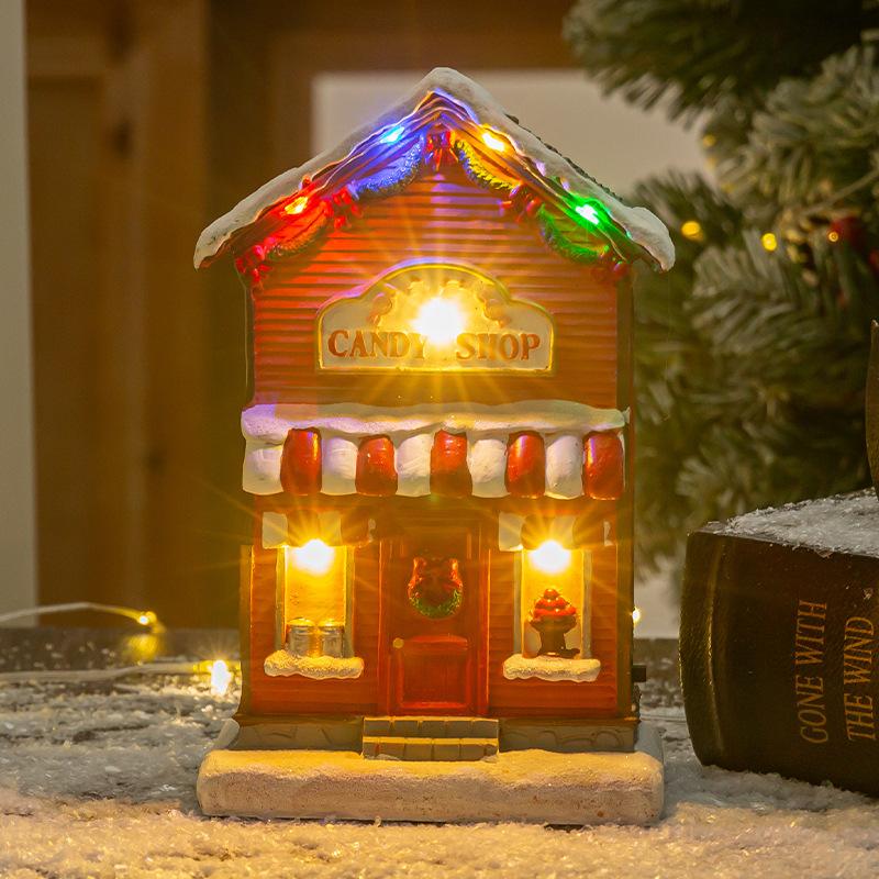 Christmas Resin House Decoration Ornaments Music Glowing House Christmas Gift Resin Craft