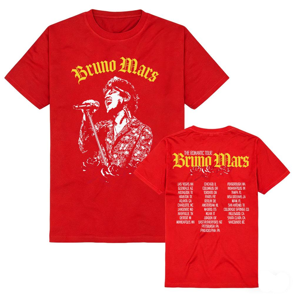 BRUNO MARS The Romantic Tour Tees Short Sleeve Cotton Tees Summer Female Tshirts Unisex Streetwear Casual Graphic Print T Shirt