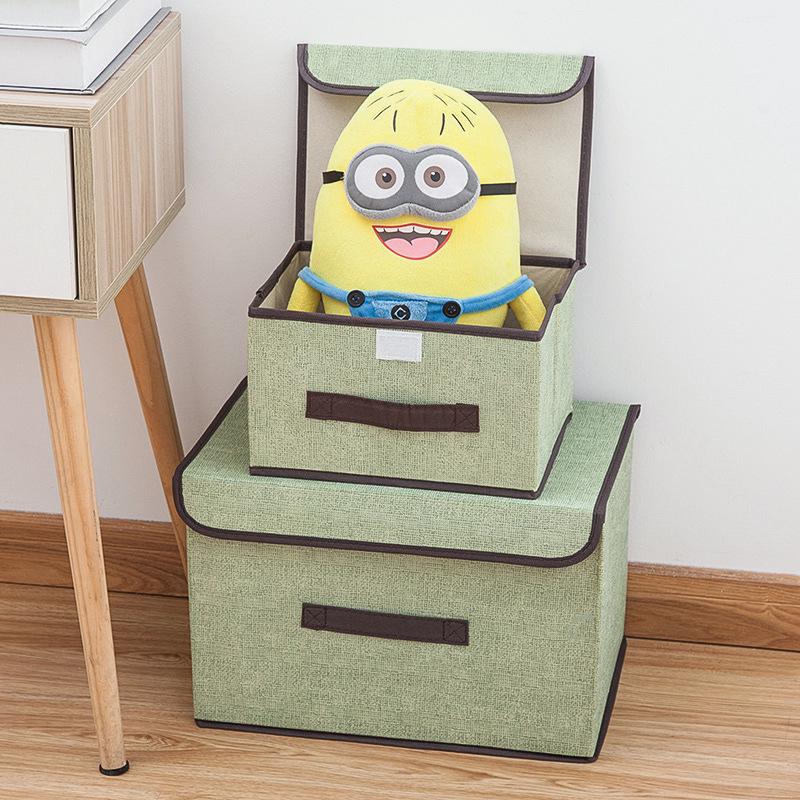 Foldable Imitation Linen Storage Box for Clothes and Toys