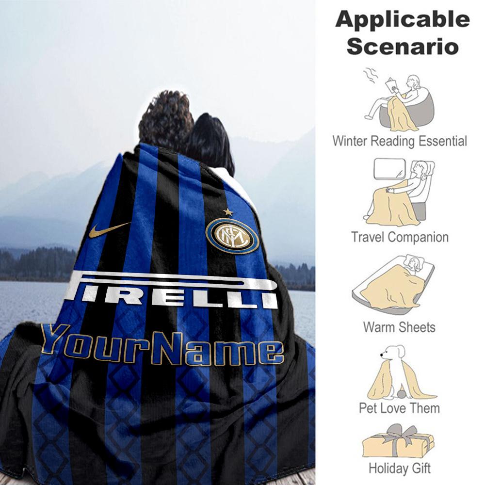 Inter Milan Personalized Name Blanket Throw Personalized Blanket Comfortable for Bed Livingroom Office Sofa Ideal for All Seasons