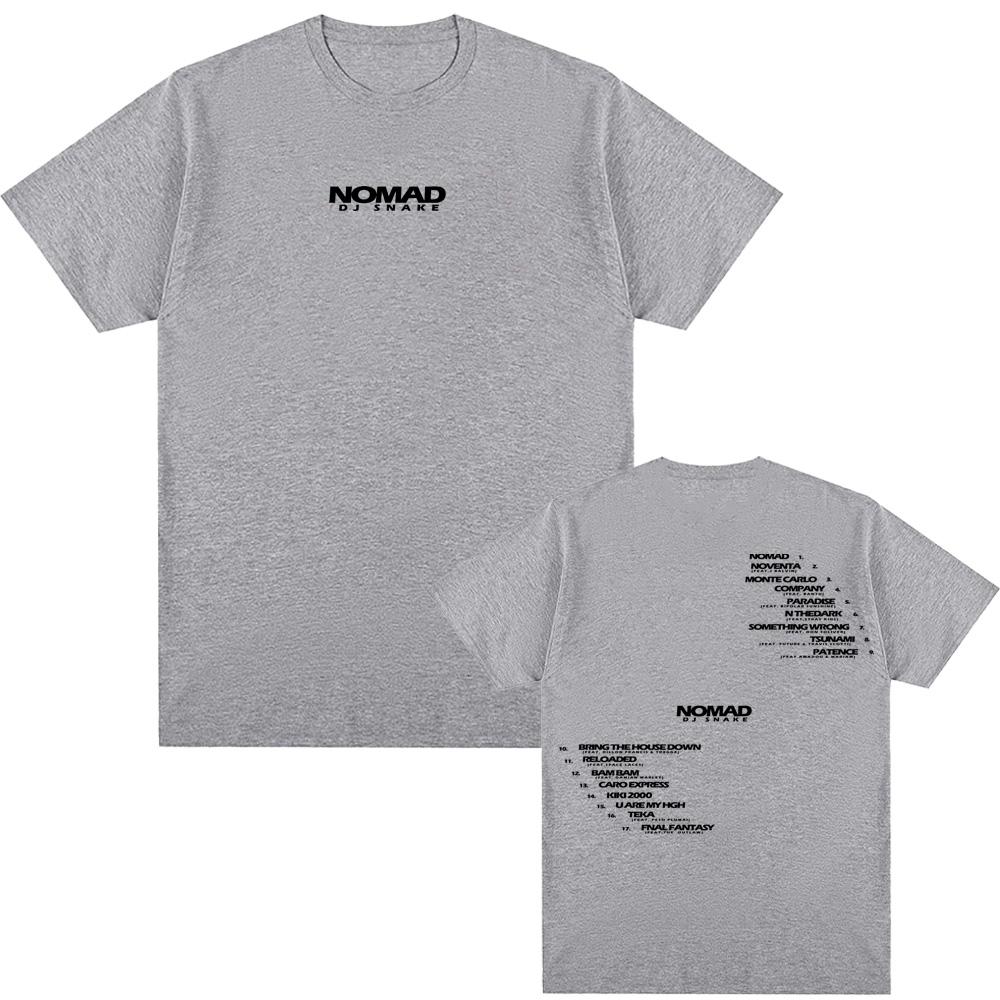 dj snake T-SHIRT Nomad Official Tracklist Graphic Printing 100%Cotton High Quality Tee-shirt Summer O-neck FemaleMale Tees