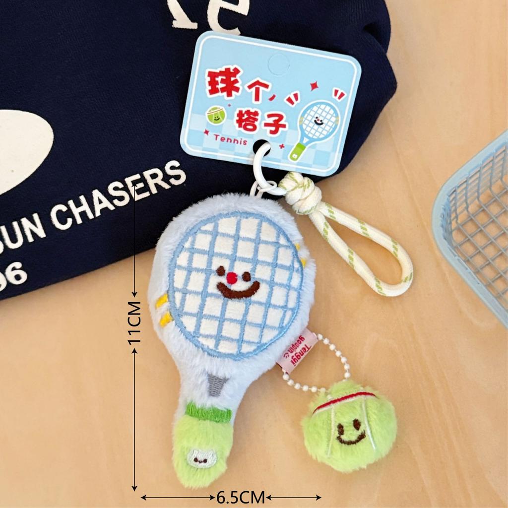 Niedliche Plüsch-Tennisschläger-Figur Anhänger, Tasche, Schlüsselanhänger Anhänger, bester Freund Anhänger für Paare