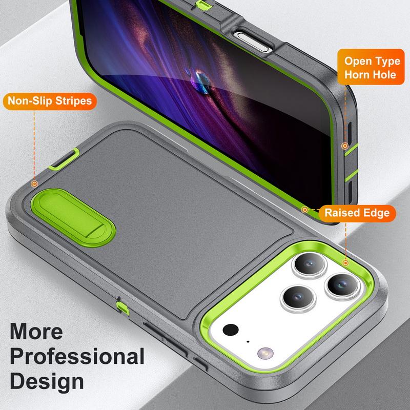 For iPhone 17 Pro Max Case Rugged Bumper Hybrid 3in1 Candy Color Shockproof Phone Stand Cover For iPhone 16 15 14 13 Pro Max 17e 16e