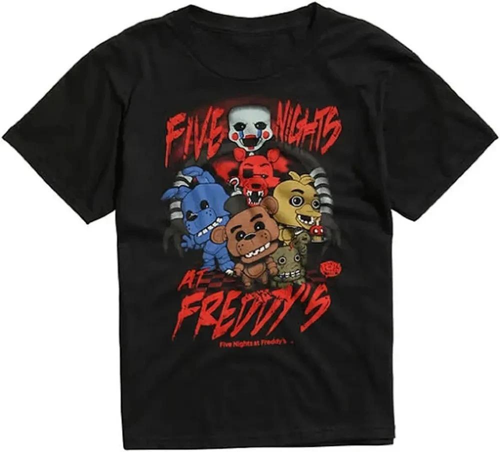 New Horror Game FNAF At Freddys Peripherals Print TShirt Men Women Cotton Crewneck Summer New Tee Oversize Harajuku Fashion Top