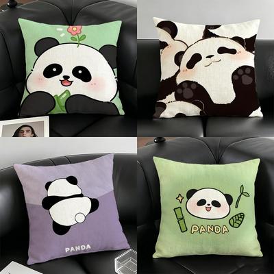 Lovely Panda Pillow Case Linen Pillow Covers Cover For Couch Living Room Bench Patio Floor Linen Home Decor