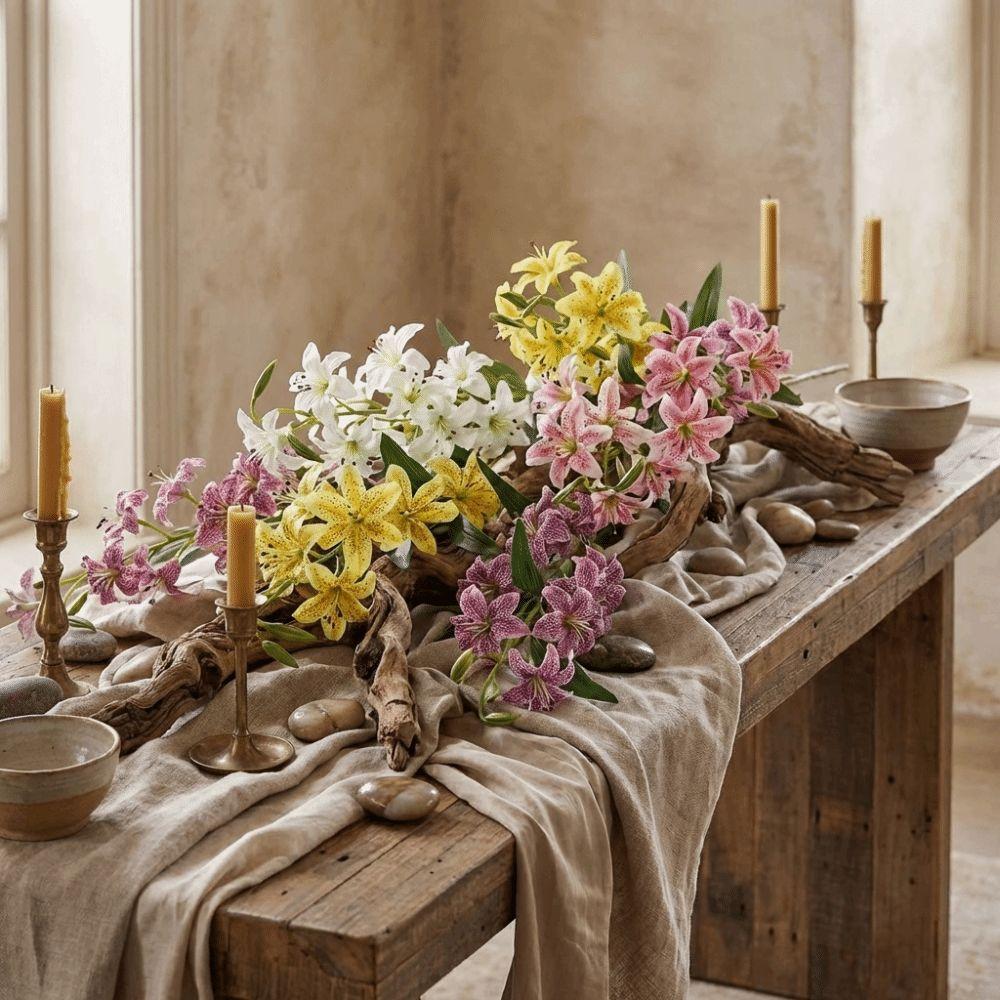 Plastic Artificial Flower Branch Realistic Simulation Silk Flower Living Room Table