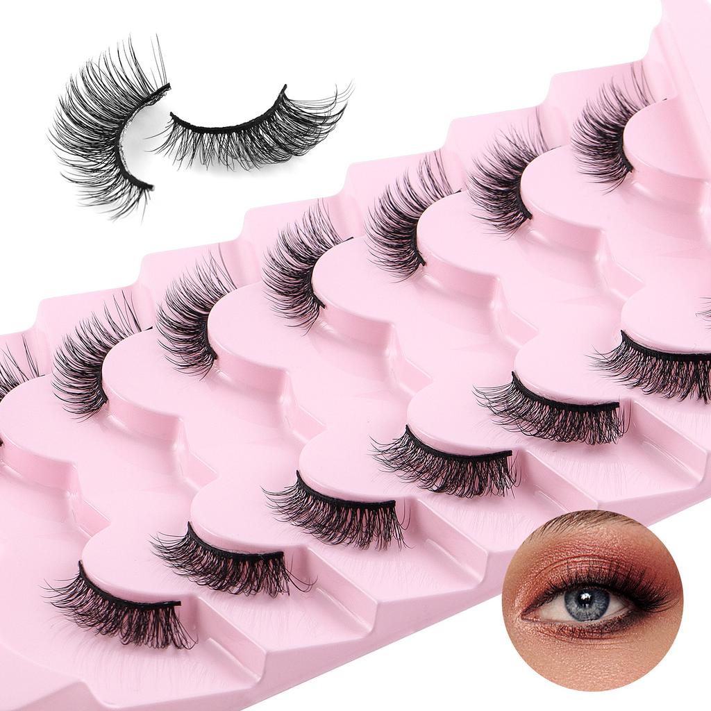 7 Pairs Of Half-Eye False Eyelashes, Dense Curled Eye Tail, Elongated Half-Eye False Eyelashes