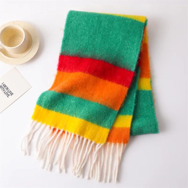 

Зимний шарф, женский роскошный осенне-зимний кашемировый шарф, утолщенная теплая шаль, классический пушистый шарф с кисточками, одноцветная мягкая шаль 200X27CM