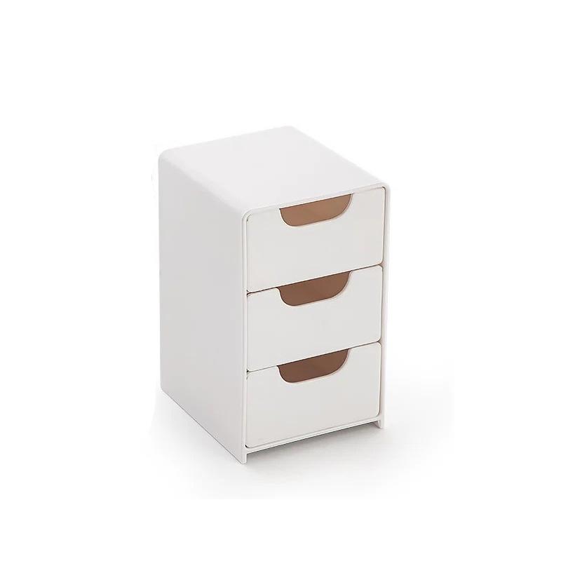 1 Three Drawer Desktop Storage Box - Office Supplies, Jewelry, And Cosmetics Storage Artifact - Portable Partitioned Storage Box