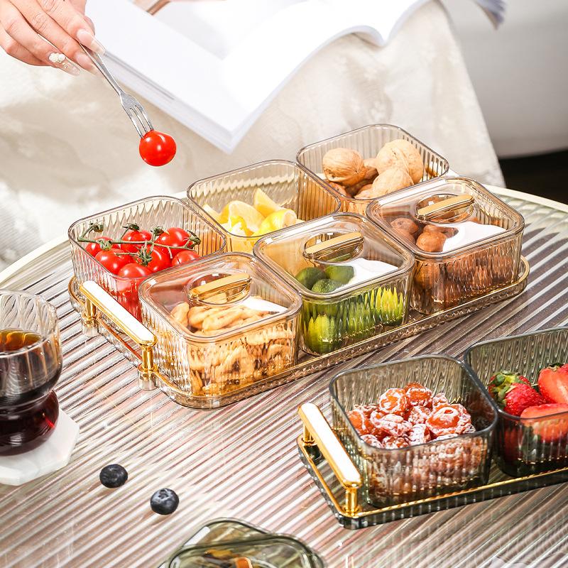 Dried Fruit Tray Light Luxury Creative Food Grade Fruit Tray with Lid Household Nut Candy Snack Tray Refreshment Tray Snack Tray