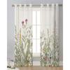 Plants Flowers Leaves Chiffon Sheer Curtains for Living Room Bedroom Home Decoration Window Voiles Tulle Drapes Curtain