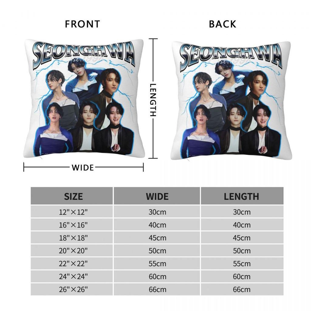 Seonghwa 90s Ateez Kpop Band Pillowcase Printed Polyester Cushion Cover Decoration Pillow Case Cover Home Square 45*45cm