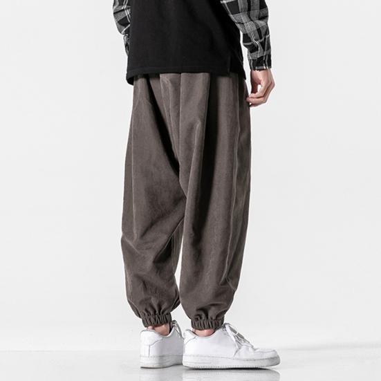 Mid-Rise Elastic Waistband Drawstring Pockets Solid Color Men Bloomers Spring Autumn Thin Style Hip Hop Trousers Streetwear
