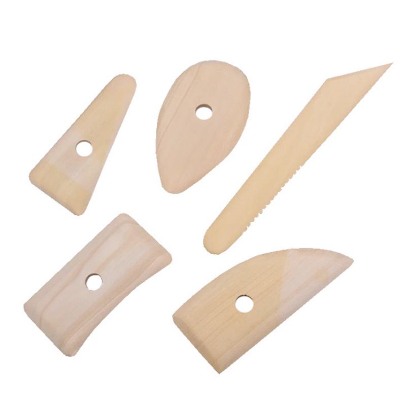 5-Piece Wooden Pottery Clay Sculpture Tools Set