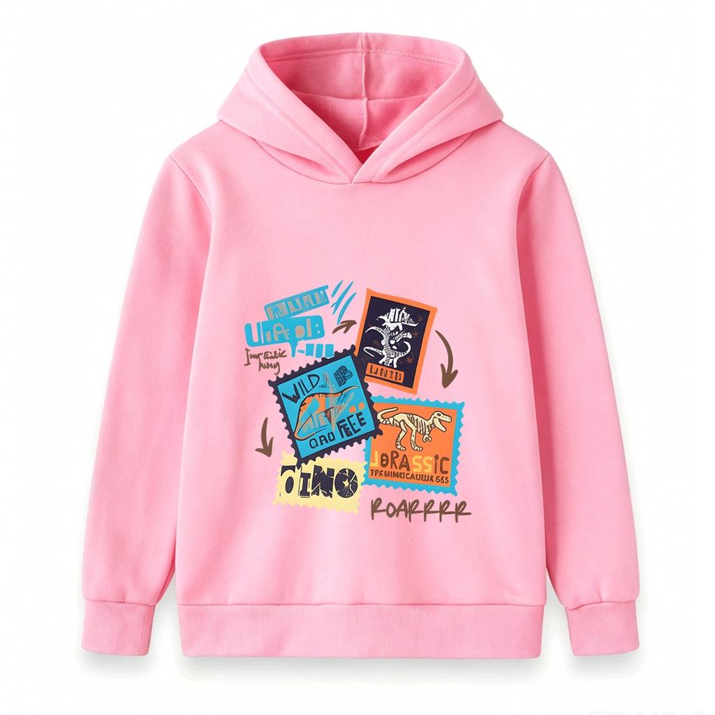 Kids Dinosaur Fossil Stampa Print Hoodie Boys Girls Casual Jurassic Wild Free Dino Roar Pullover Sweatshirt for Children
