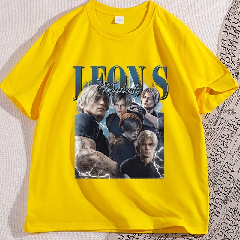 

Vintage Leon Kennedy Graphic T Shirts Unisex Women Casual Round Neck Tshirt Summer Shortsleeved Unisex Streetwear Unisexs Clothes 4XL