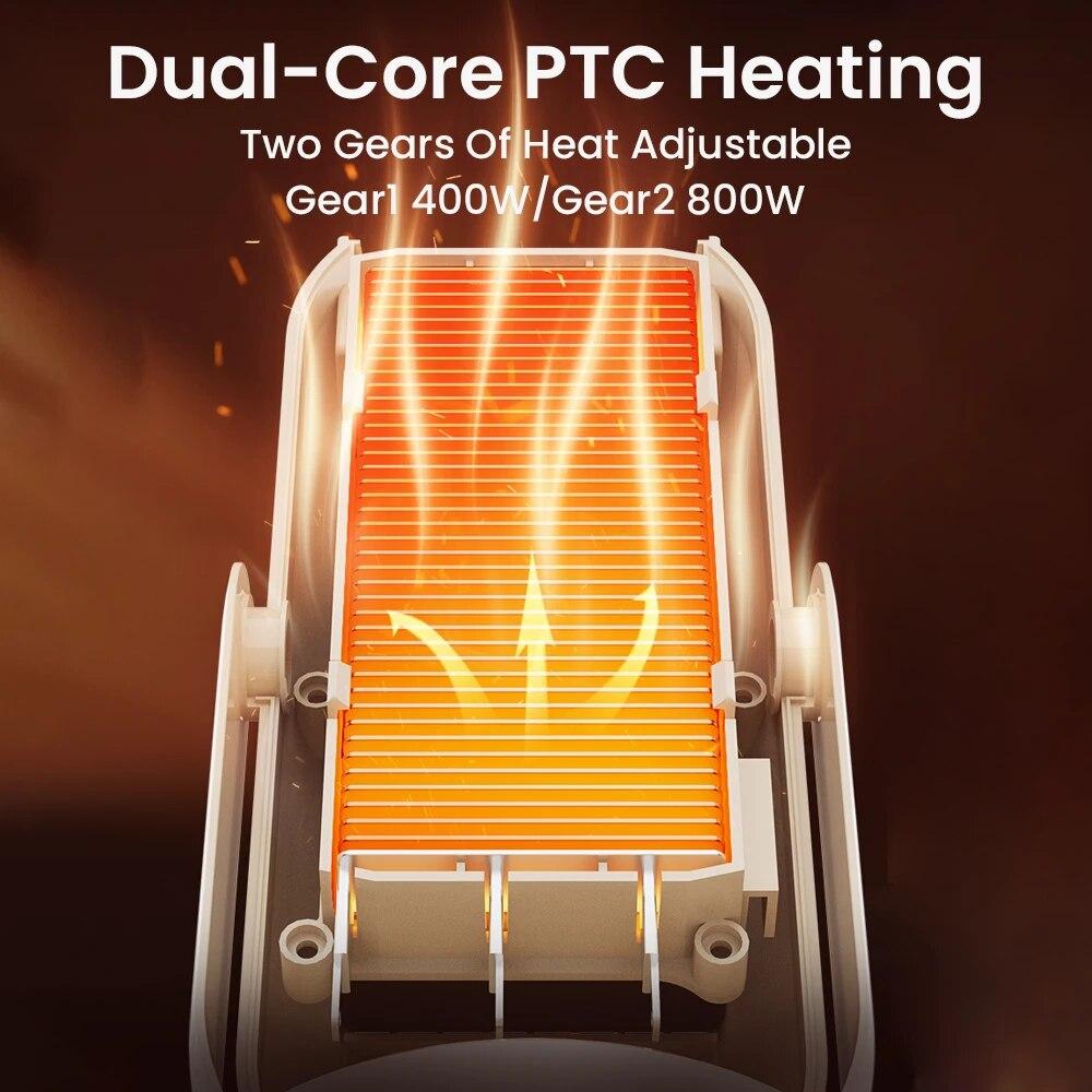 Portable PTC Ceramic Space Heater with Thermostat Electric Heater for Indoor Office, Desktop, and Home Use ,90° Head Shaking