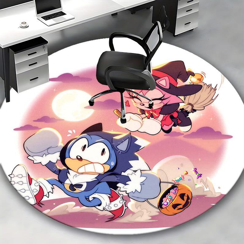 1pc Halloween Pumpkin & Witch Design Round Carpet Office Chair Mat, NonSlip Rug for Home Decor, Seasonal Gift, Suitable for Office, Living Room