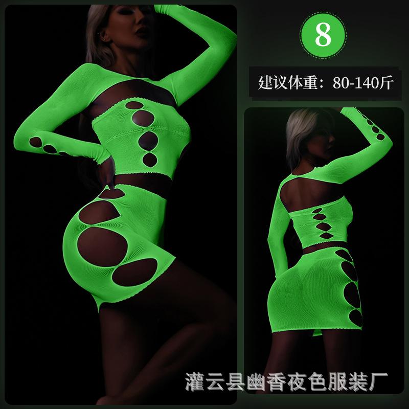 Luminous onesie fluorescent tube top onesie full body socks nightclub net socks large size luminous socks