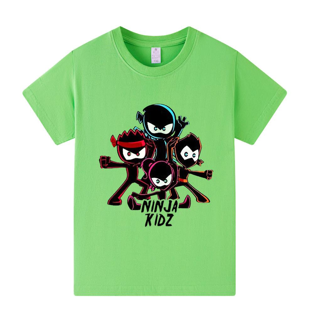 A1172 Kids Boys Girls NINJA KIDZ Cartoon Print Short Sleeves T-shirt