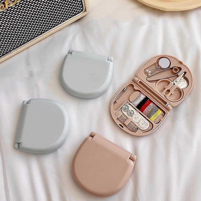 1 Set Buttons Pins Storage Boxes Sewing Box Household Portable Travel Mini Sewing Kit Scissor Needle Threads Box Set