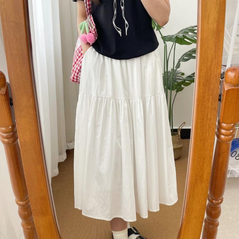 Women's Wrinkle-Resistant Casual High-Waist Slimming Tiered Cake Umbrella Skirt with Pockets - Artsy Vintage Versatile Midi for Spring/Summer