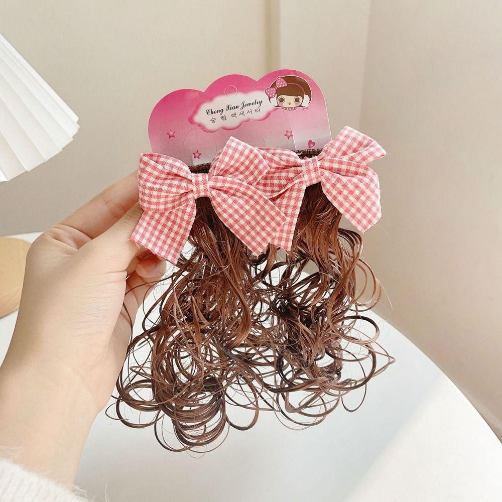 2PCS New Baby Wig Hairpin Cute Children Sweet Girls Bowknot Hairclip Princess Curly JK Bow Hair Accessories