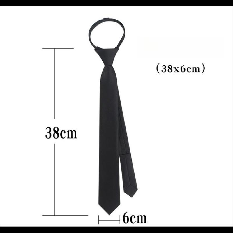 Long and Short Men's and Women's Pure Black Knot-free Zipper Lazy Tie Formal Casual Wide and Narrow College Style Shirt Tie