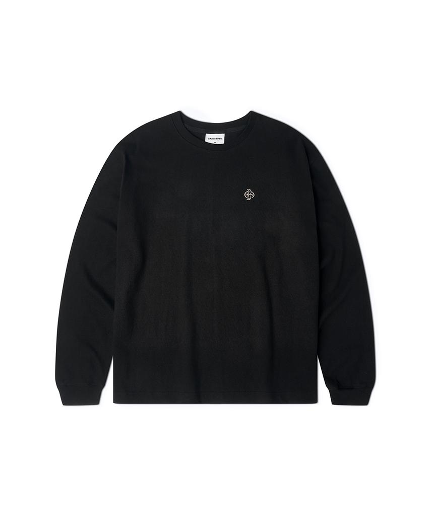 GAINSBORO Serif Baseball Logo Cutout Long Sleeve_Black
