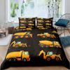Excavator Duvet Cover Set Microfiber Tractor Truck Comforter Cover Twin Construction Vehicle Cartoon Bedding Set For Boys Teens