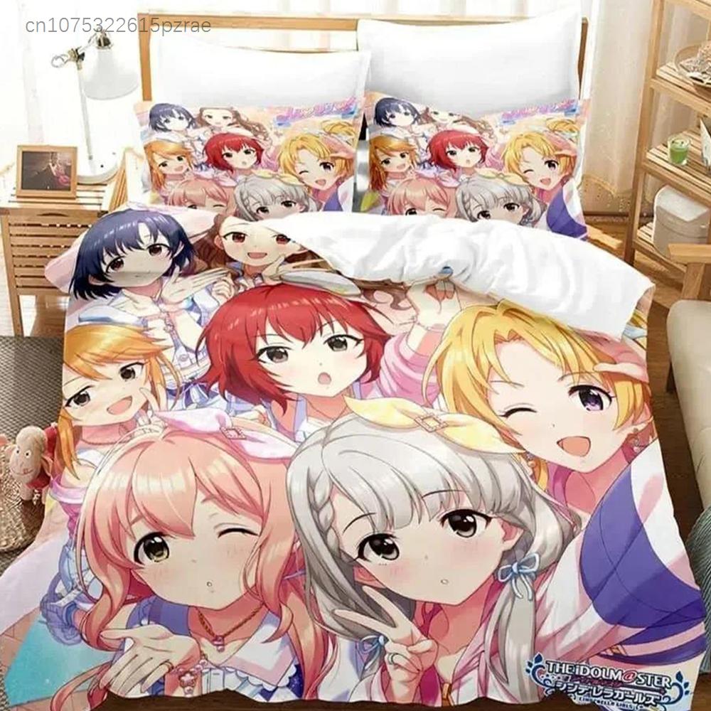 L'ensemble de literie THE iDOLM@STER Cinderella Girls Starlight Stage Imprimé Avec Taie d'oreiller Housse de couette Doux Lit Queen King Vêtements de lit Maison