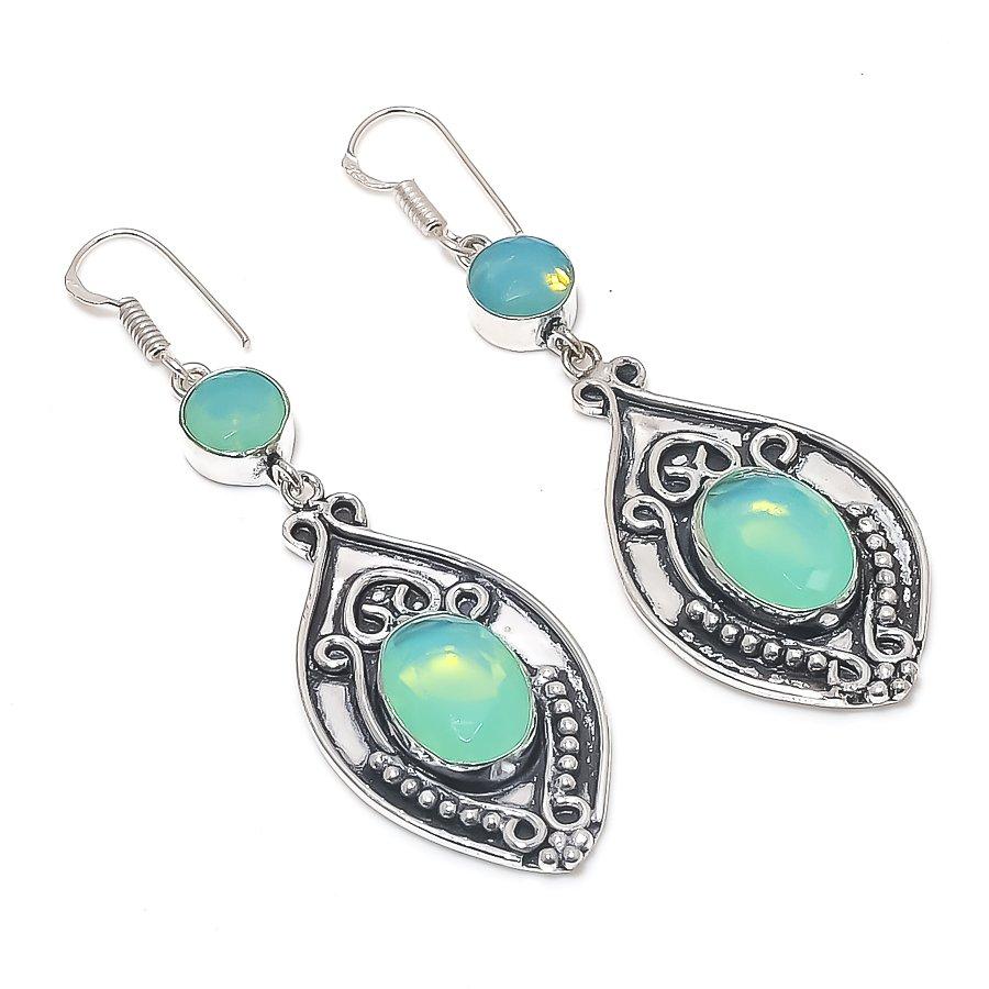 

Огненный опал драгоценный камень 925 стерлинговое серебро серьга 2,76