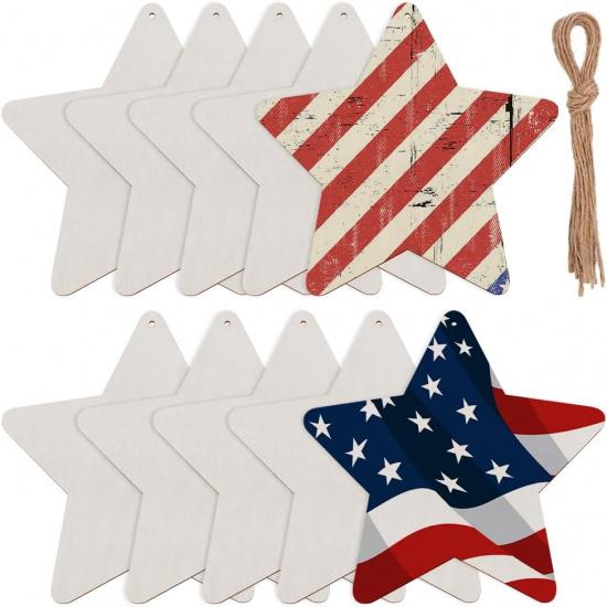 10Pcs Large Wooden Star Ornaments 7 Inch Blank Wooden Stars Unfinished Wood Crafts To Paint Natural Wood Blank Slices for DIY Crafts Hanging Home