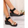 Damen Elastische Riemen Keilabsatz Plateau Römersandalen