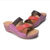 2025 Summer Women's Wedge Sandals: European & American Style, Color Block, One-Strap Design, In Stock