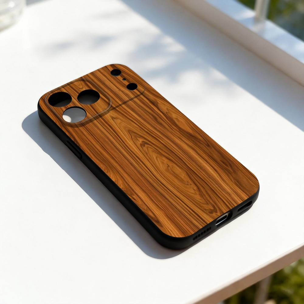 N-Natural Wood Printing Phone Case For iPhone 11,12,13,14,15,16,17,Pro,Max,Plus,E,SE4,Air,Mini Black Soft Cover