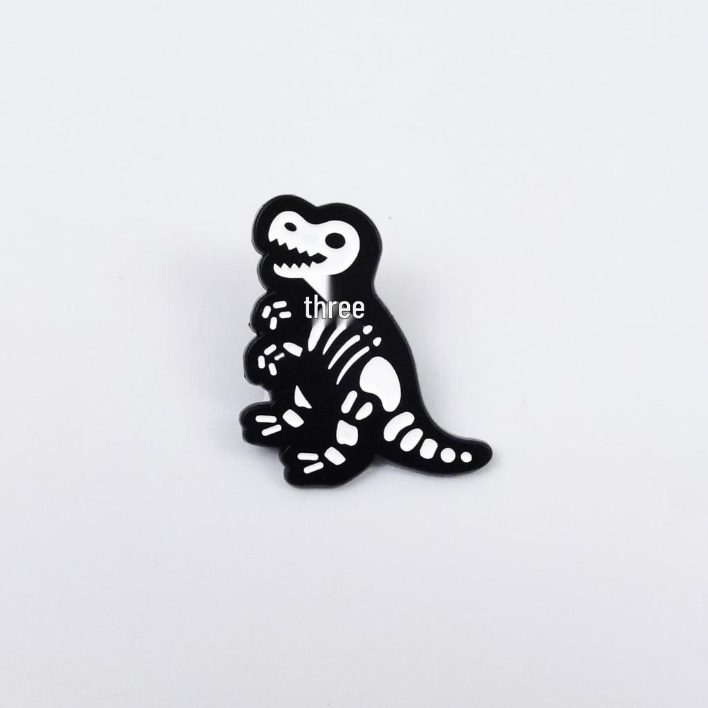 Dinosaur Skeleton Punk Brooch – Halloween Cartoon Animal Badge Accessory