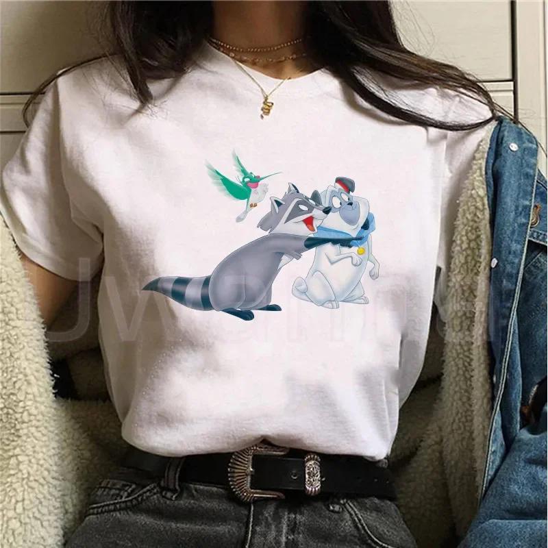 Disney Prinses T-shirt Bedrukt Pocahontas en Meeko T-shirt Grafische Tops Dames Esthetisch T-shirt Dames T-shirts Harajuku voor Dames M gray