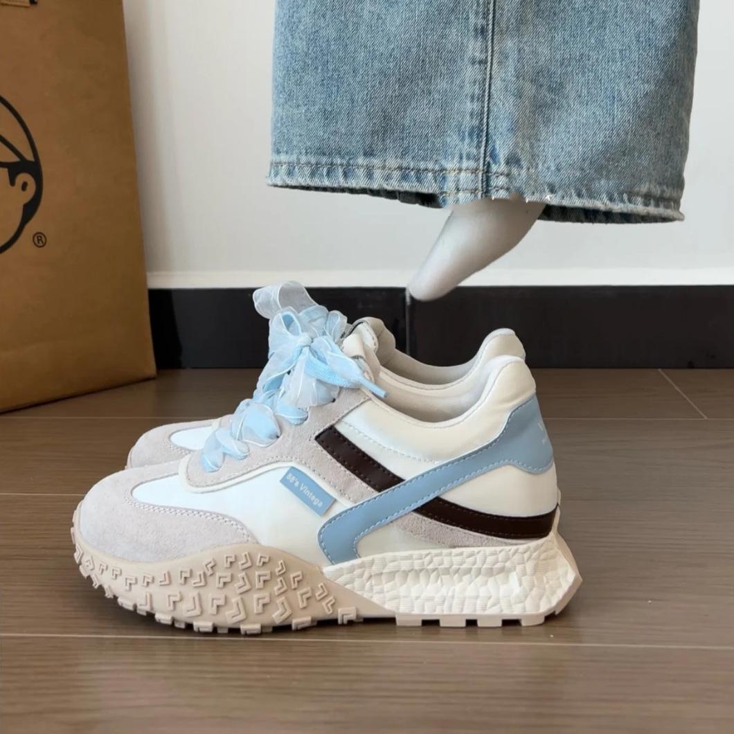 

Small man thick-soled Forrest Gump shoes women s casual shoes 2025 new little white shoes women s versatile ribbon color matching German training shoe 35