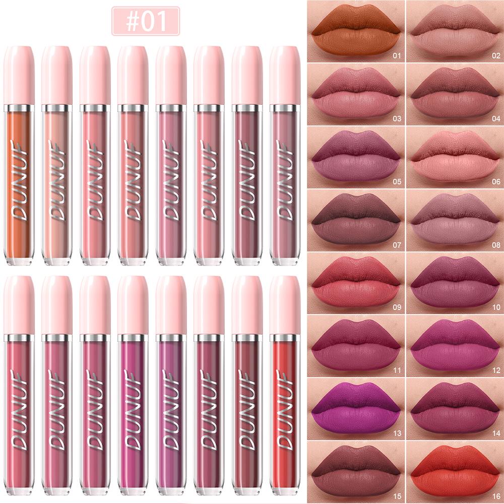 DUNUF 16-Piece Waterproof, Long-Lasting Lip Gloss Set - Non-Staining Lip Glaze