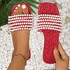 Fashion Women Slippers 2025 New Pearl Flat Slippers Plus Size Square Head Beach Shoes Women Holiday Lightweight Sandals Slides Women