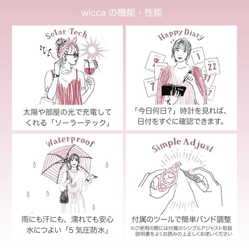 Citizen Wicca Solar Tech Waterproof Watch with Pink Beige Interchangeable Strap, 2-Way White, Basic Model KP6-065-11, Women's, Pink