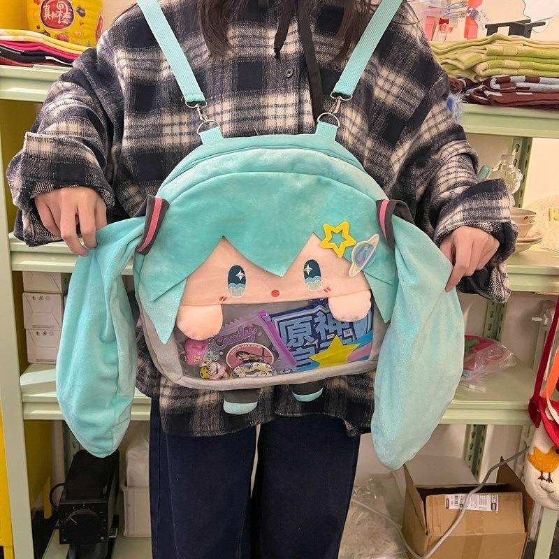 Hatsune Miku Two-dimensional Cute Girl Messenger Bag Cartoon Doll Backpack Student Bag Transparent Shoulder Bag