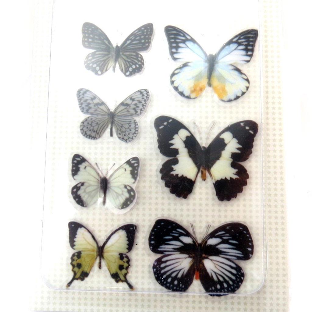 Les Trésors De Lily [N4138] - 3D Stickers 'Butterflies' Black Gray White