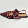 Fashion Big Size 2025 Luxury Women Flats Sandals Shoes Female Casual Buckle Strap Fashion Pointed Toe Ladies Sandals Shoes Slingback