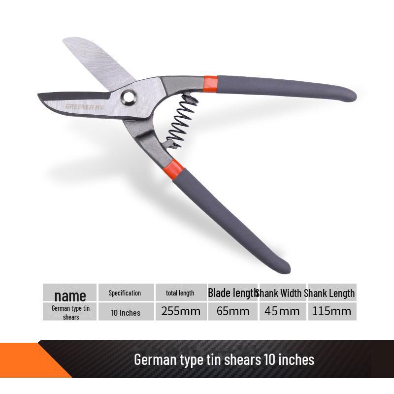 Green Forest Metal Cutting Scissors: Steel, Tin, Iron, German-American Design